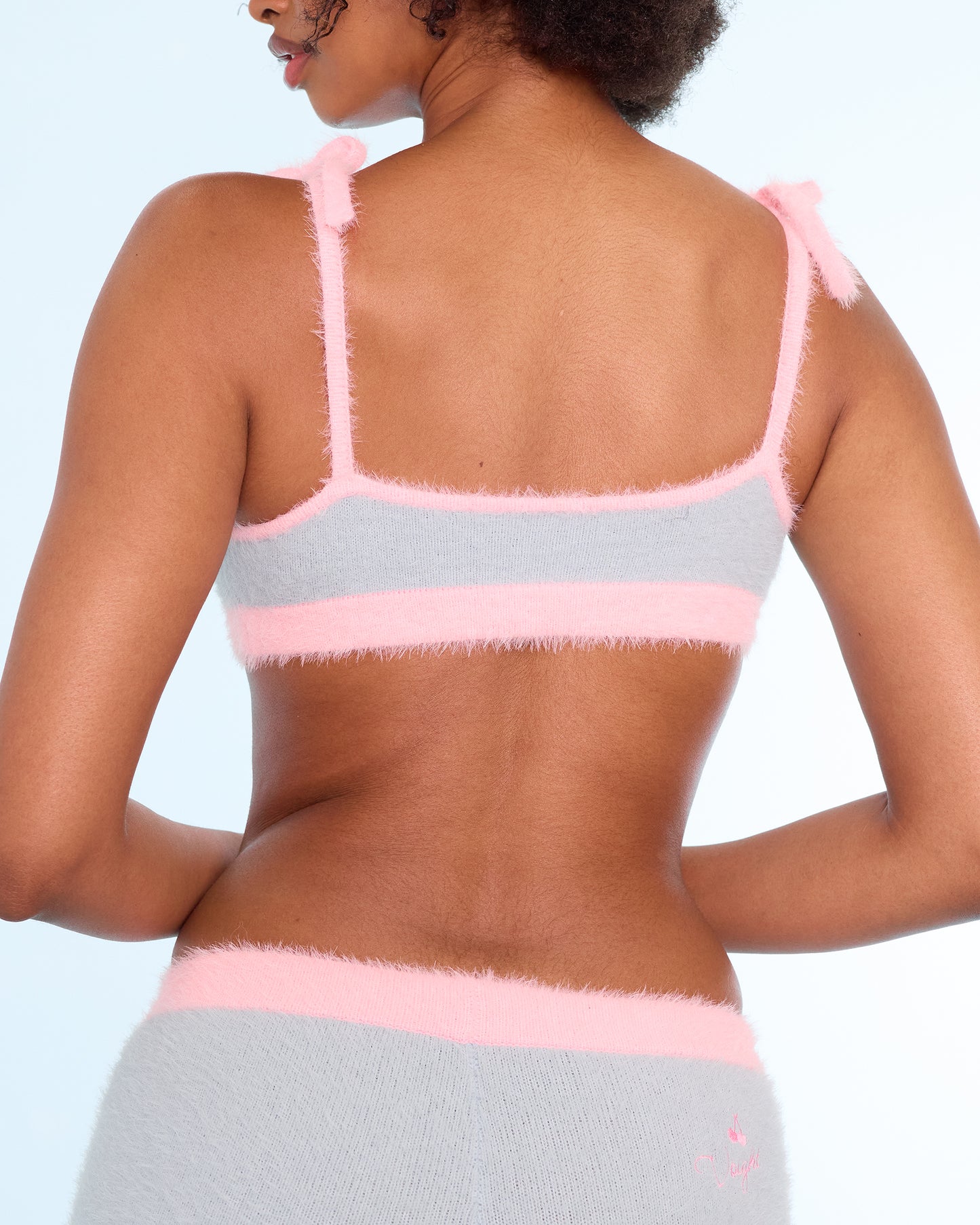 Fuzzy Bralette & Pant Set in Blue