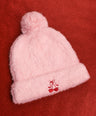 Fuzzy Pom Pom Beanie in Pink