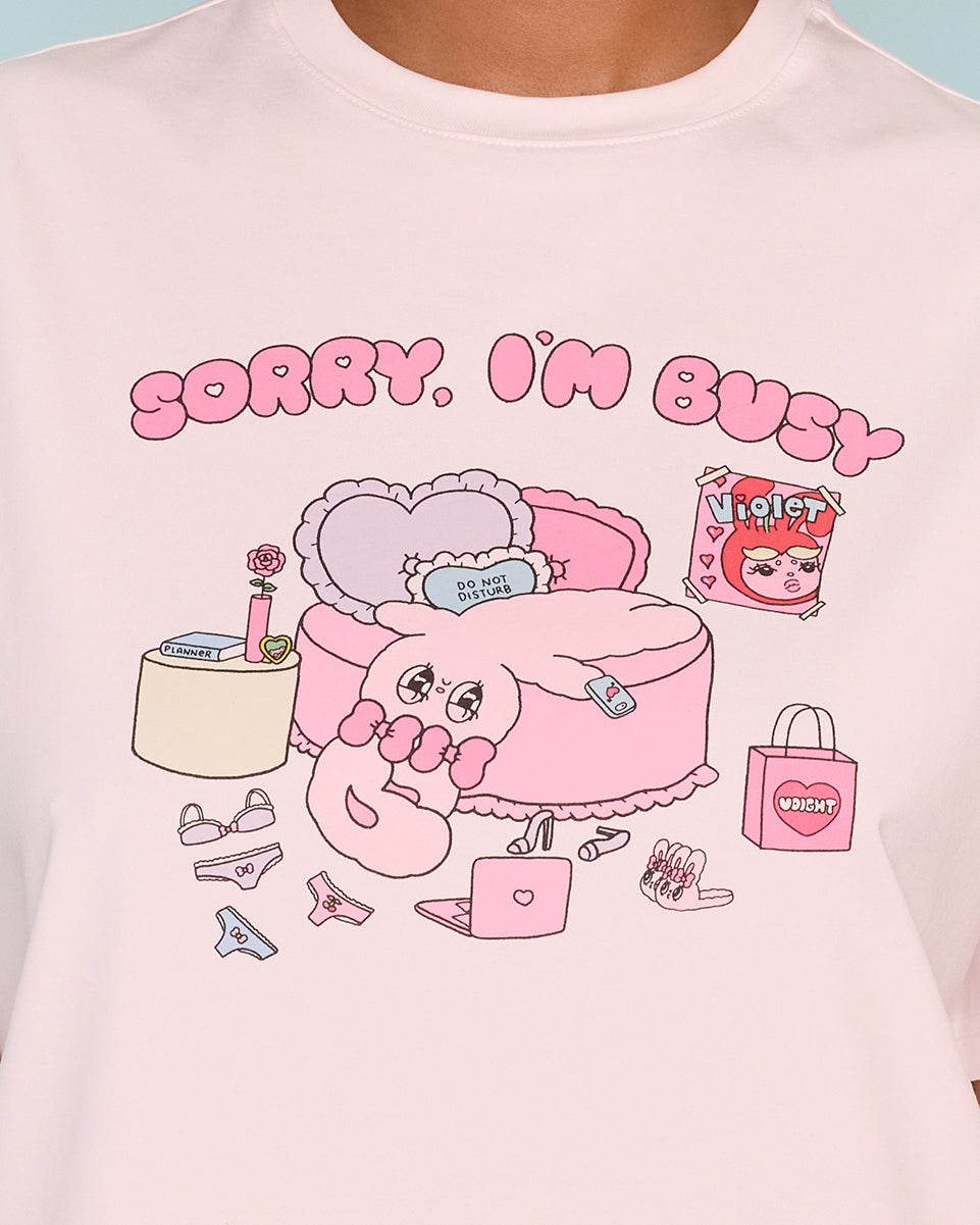 Sorry, I'm Busy Unisex Tee in Cream