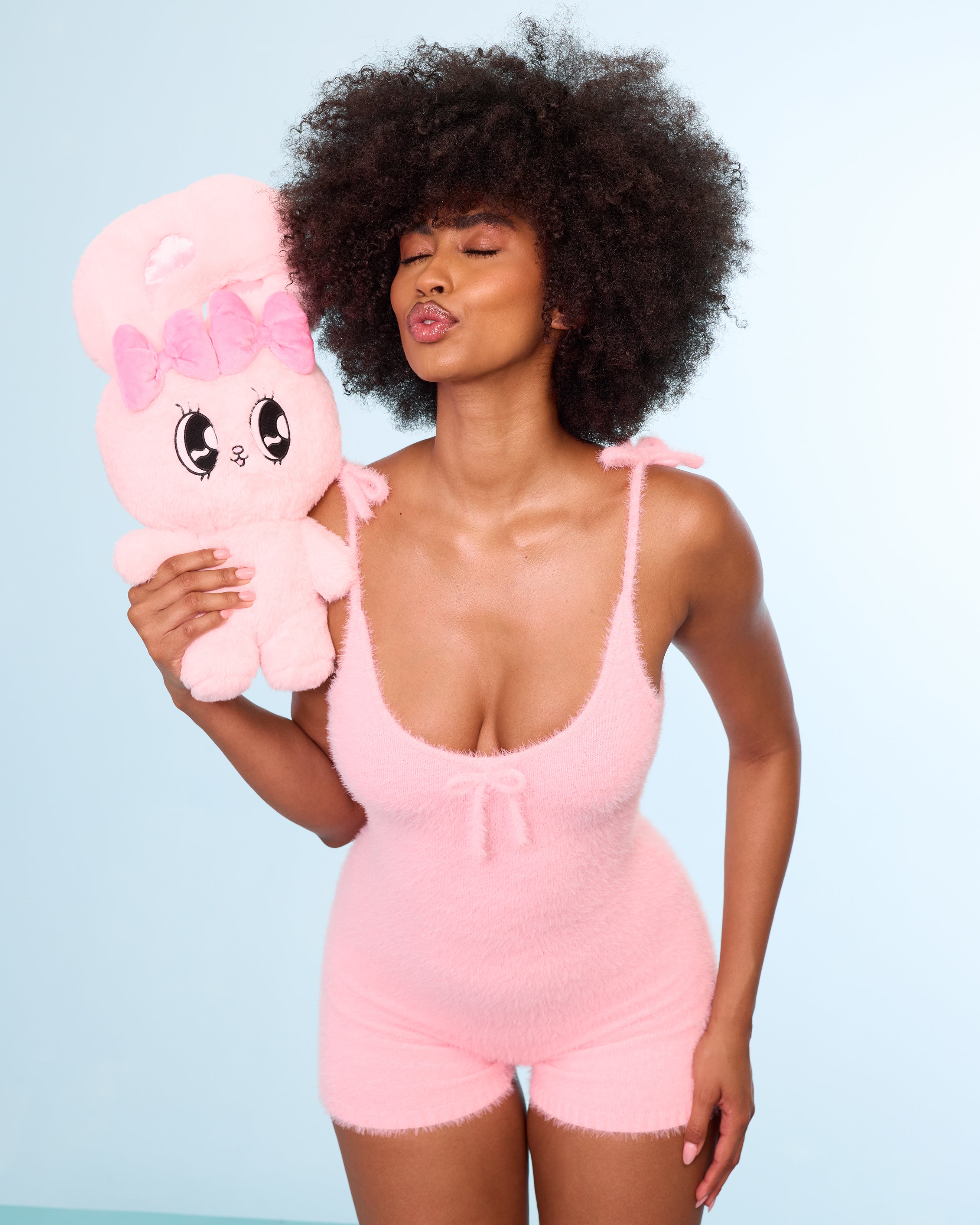 Fuzzy Tank Onesie in Pink