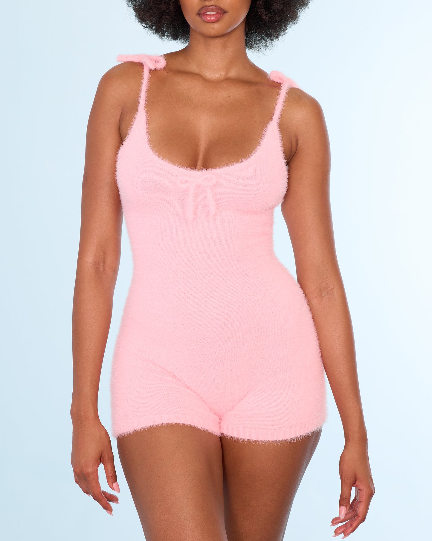 Fuzzy Tank Onesie in Pink