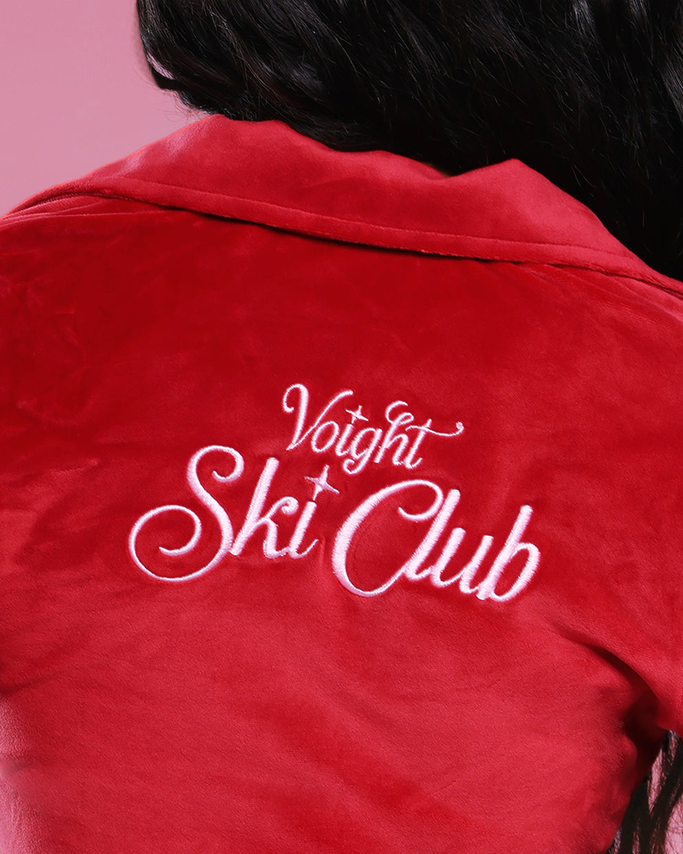 Ski Club Crop Jacket in Red