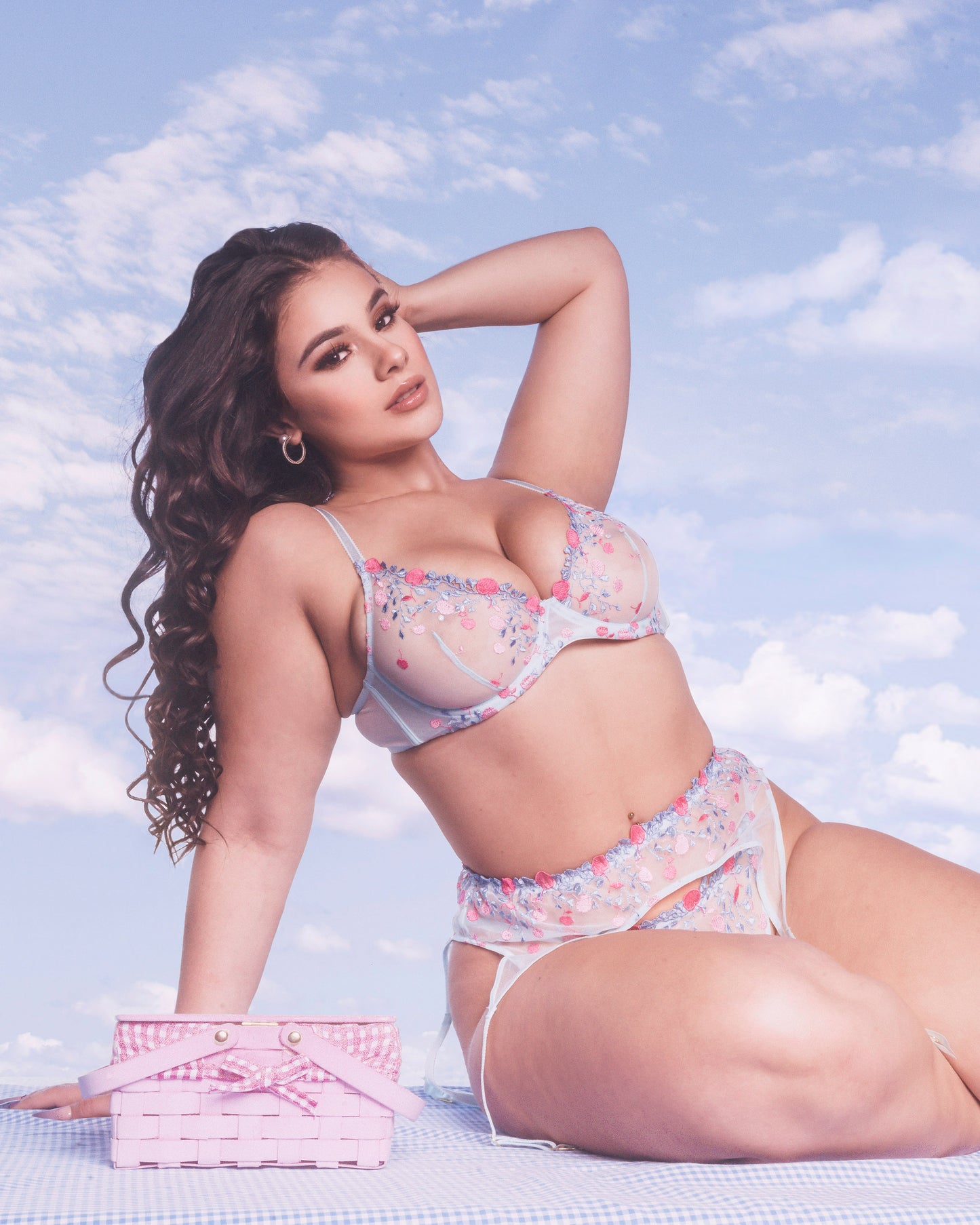 Cherry Bomb Lingerie Set in Blue