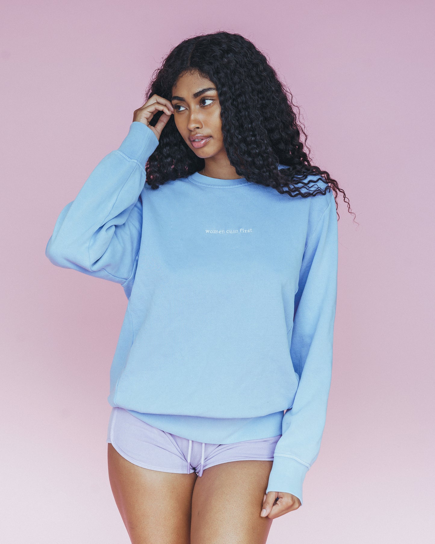 Blue Women Cum First Unisex Crew Neck Sweater